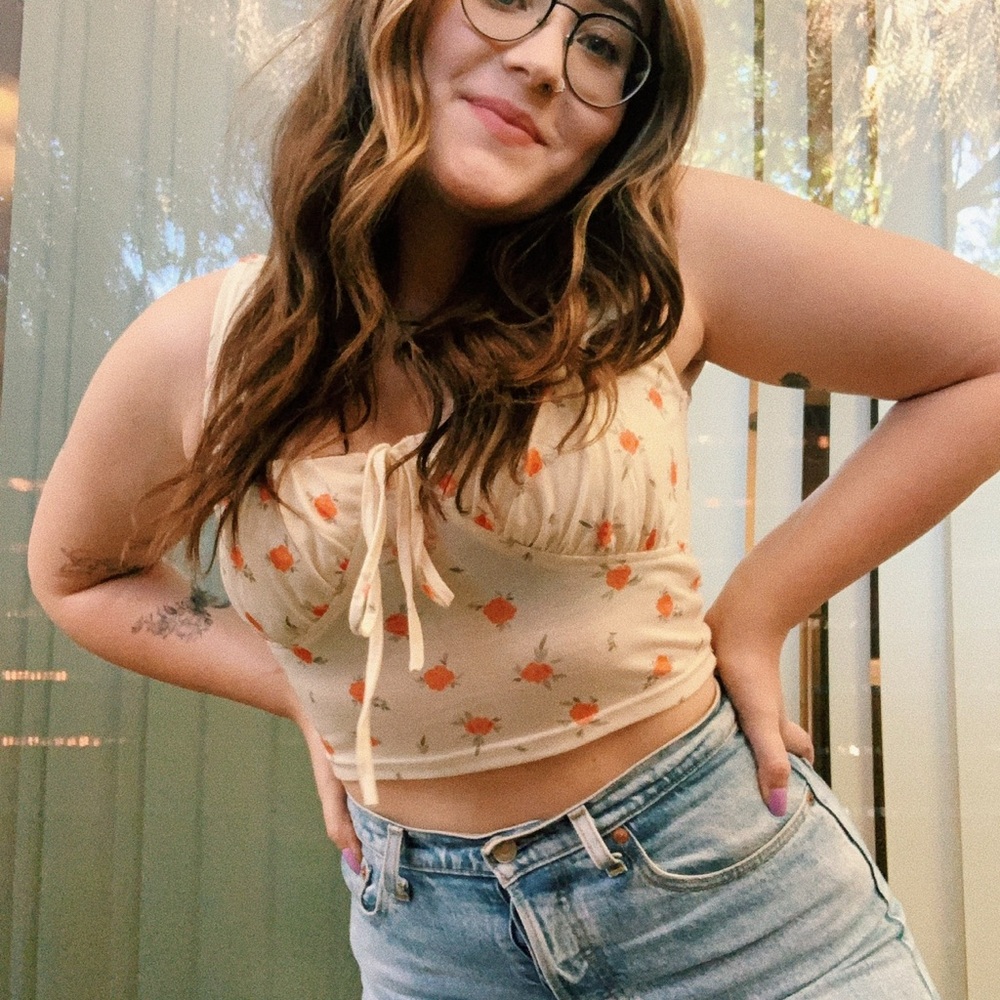 Floral Cream Crop Top